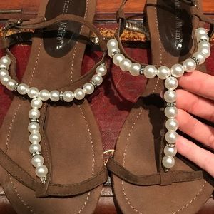 Pearl/Brown Leather Sandal